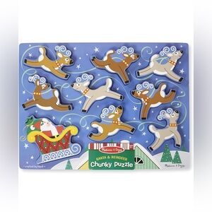 Melissa & Doug Santa’s Sleigh Wooden Chunky Puzzle (9 pcs)